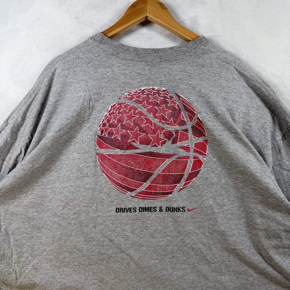 Vintage Y2K Nike Basketball Swoosh Tee Long Sleeve Mens 2XL Gray United Ballers